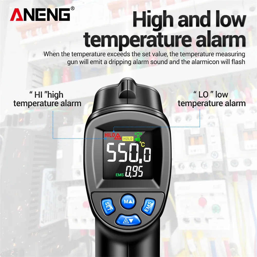 ANENG -50~550 ℃   Инфракрасный – обзор и цена Industrial Laser Thermometer Gun