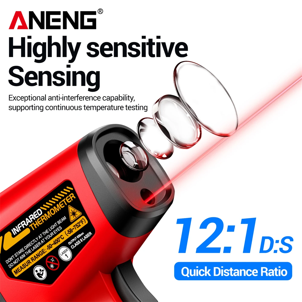 ANENG TH204 – бесконтактный ин – обзор и цена Industrial Laser Thermometer Gun